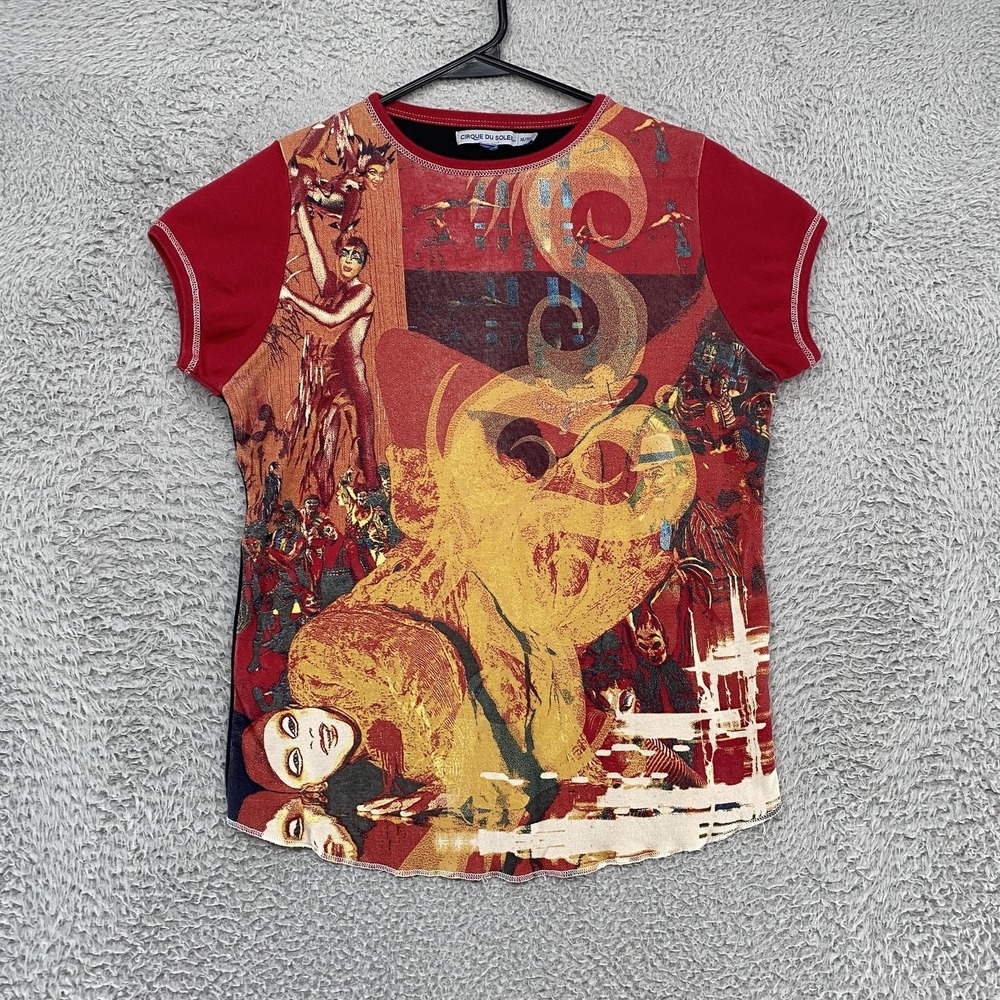 Cirque Du Soleil Top Womens XL Graphic Circus Y2K 90s T-Shirt Baby Tee Art